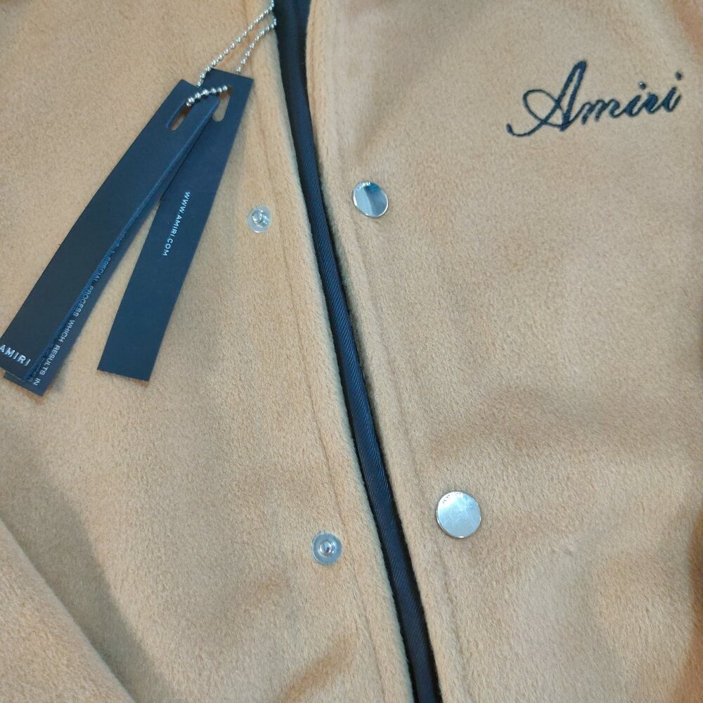 Amiri Varsity Jacket Bomber Brown Wool Size L - Picture 2 of 8